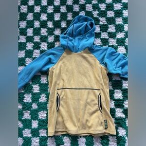 Melanzana micro grid fleece hoodie women’s - size medium yellow blue